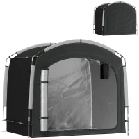 Outsunny Tente de vélo abri de vélo portable pour 3-4 vélos avec 2 poches latérales 220 x 150 x 195 cm noir(m-11)
