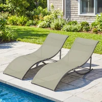 Outsunny Set 2 Sdraio da Giardino Pieghevoli, Lettino Prendisole in Alluminio e Textilene, 61x165x63cm(m-2)