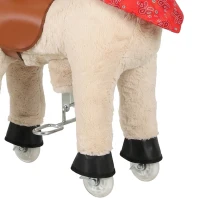 AIYAPLAY Cavallo a dondolo in peluche con testa rotante, ruote scorrevoli e suoni di nitriti, da 2 anni, marrone chiaro(m-6)