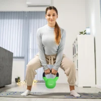 HOMCOM Pesa Rusa de 12 kg de Hierro Fundido con Revestimiento de Neopreno para Entrenamiento de Fuerza 20x13x23 cm Verde(m-10)