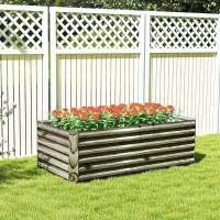 Outsunny Jardinera Exterior Grande Rectangular de Acero Galvanizado para Terraza con Base Abierta 180x90x57,5 cm Natural(m-9)