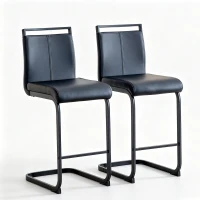 Lot de 2 tabourets de bar style nordique, design épuré et élégant avec piètement métal doré robuste, 39x46.5x96.5 cm, Noir(m-2)