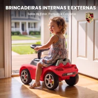 AIYAPLAY Carro sem Pedais para Crianças 18-36 Meses com Licença Porsche, 2 Faróis, Buzina e Som de Arranque, 63x28,5x38 cm, Vermelho(m-7)