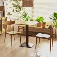 HOMCOM Table à Manger Carrée pour 2 Personnes 70x70x75cm Table de Cuisine Plateau Effet Bois Piétement en Acier Marron Foncé(m-2)