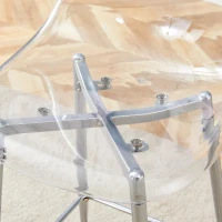 Lot de 4 tabourets de bar transparents, design moderne au look aérien, 51x45x102 cm, Argent(m-7)