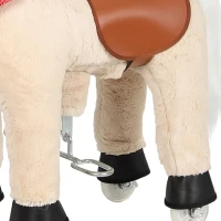 AIYAPLAY Cavallo a dondolo in peluche con testa rotante, ruote scorrevoli e suoni di nitriti, da 2 anni, marrone chiaro(m-7)