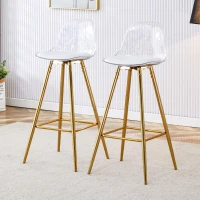 Lot de 2 tabourets de bar, design moderne et polyvalent idéal pour café, 38x33x96.5 cm, Transparent(m-4)