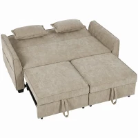 HOMCOM Divano letto 2 posti 4-in-1 ad angolo in ciniglia 167 cm con schienale regolabile, marrone(m-1)