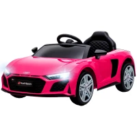 AIYAPLAY 12V elektrische kinderauto met afstandsbediening, lithiumaccu, 2 motoren, soft start en achterwielvering, roze(m-1)