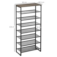 HOMCOM 8-Tier Shoe Rack, Shoe Storage Organizer with Mesh Shelves, Free Standing Shoe Shelf Stand for 21-24 Pairs of Shoes for Entryway, Hallway, Closet, Grey(m-3)