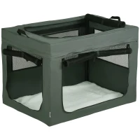 PawHut Sac de transport pliable pour animaux de compagnie avec poignée tissu en maille 89,5L x 62,5l x 62,5H cm gris noir(m-1)