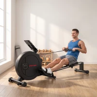 SPORTNOW Vogatore Magnetico Pieghevole con 16 Livelli di Resistenza, Nero(m-2)