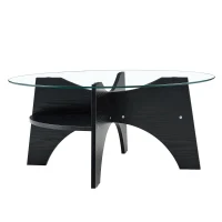 Table basse ronde, design moderne, patins antidérapants, 80x80x36 cm, Transparent(m-10)