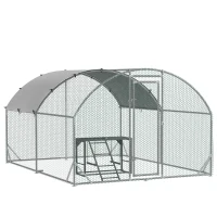 PawHut Walk In Chicken Run with Chicken Activity Shelf and Cover, 2.8 x 3.8 x 2m(m-1)