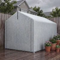 Outsunny Carpa de Jardín Exterior para Herramientas Bicicletas con Marco de Acero Galvanizado Puerta Enrollable Gris(m-9)