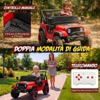 AIYAPLAY Macchina Elettrica per Bambini 3+ Anni, 12V, 2 Motori, Telecomando, USB, Musica, 3-5 km/h, Rosso(m-5)