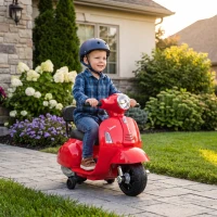 AIYAPLAY Moto Elettrica per Bambini 1.5-3 Anni MINI VESPA GTS 6V, Rossa(m-8)