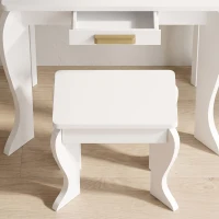 HOMCOM Toucador para Crianças com Espelho e Banco Toucador de Maquilhagem para Crianças de 3 a 6 Anos 52x32x85 cm Branco(m-9)