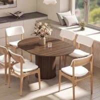 HOMCOM Tavolo da Pranzo Allungabile per 6-8 Persone, 110-150 cm, Tavolo da Cucina Ovale con Piedistallo Centrale Rotondo, Noce(m-5)
