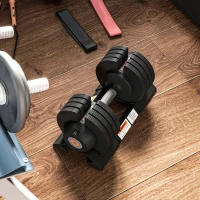 SPORTNOW Kit Pesi Regolabili 7/13/18/24 kg con Porta Manubri e Impugnatura Antiscivolo, 37x18x18 cm, Nero(m-10)