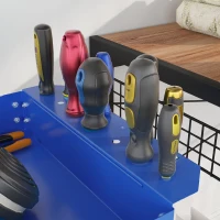 DURHAND Cărucior pentru Scule cu 3 Niveluri din Oțel cu Margini Înalte și 4 Roți Pivotante, 83 x 35.3 x 76 cm, Albastru(m-8)