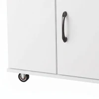 HOMCOM Kitchen Trolley on Wheels, Rolling Kitchen Island Cart with Power Outlet, Cabinet, Pull-Out Drawer, White(m-13)