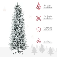 HOMCOM Albero di Natale Innevato 225cm con 988 Rami e Base in Acciaio per Interni con Apertura Automatica(m-4)