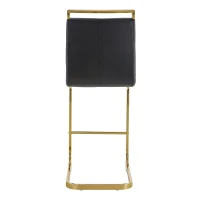 Lot de 2 tabourets de bar style nordique, design épuré et élégant avec piètement métal doré robuste, 39x46.5x96.5 cm, Noir+Doré(m-12)
