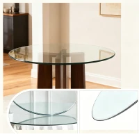 Plateau de table rond en verre trempé, ultra résistant, résistant à la chaleur, 76x76x0.72 cm, Transparent(m-8)