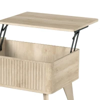 HOMCOM Mesa de centro elevable, compartimento oculto, 2 estantes abiertos, esquinas redondeadas, estilo mid-century, 100x48x41cm, Roble(m-7)