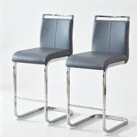 Lot de 2 tabourets de bar style nordique, design élégant, idéal pour cuisine, bar ou restaurant, 38.9x46.5x96.5 cm, Argent(m-2)