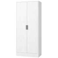 HOMCOM Armadio Slim con Barra Appendiabiti e Ripiani per Vestiti, 70x37x164 cm, Bianco(m-11)