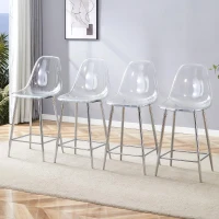 Lot de 4 tabourets de bar transparents, design moderne au look aérien, 51x45x102 cm, Argent(m-1)