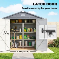 Outsunny 7.9ft x 6.2ft Aluminium Frame and Plastic Wall Shed, with Foundation - Grey(m-7)