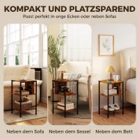 HOMCOM Bijzettafel met laadstation en 2 open planken, tijgerhoutlook(m-7)
