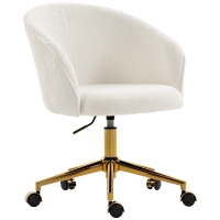 HOMCOM Chaise de bureau, fauteuil de bureau ergonomique réglable en hauteur, siège pivotante, piètement en acier, crème