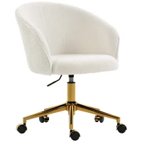 HOMCOM Chaise de bureau, fauteuil de bureau ergonomique réglable en hauteur, siège pivotante, piètement en acier, crème(m-1)