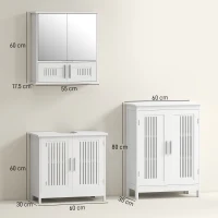 kleankin Modern Bathroom Storage Cabinet, Freestanding Floor Cupboard with Double Doors and Adjustable Shelves for Living Room, Hallway, Kitchen, Entryway, White(m-3)