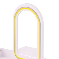 AIYAPLAY Kinderkaptafelset 2-in-1, kaptafel en bureau met kruk, ledspiegel in 3 lichtkleuren, 2 laden, 3-8 jaar(m-11)