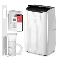 HOMCOM 14000 BTU 5-in-1 Portable Air Conditioner with Cool, Heat, Dehumidifier, Fan, Sleep, WiFi Voice Control, White(m-11)