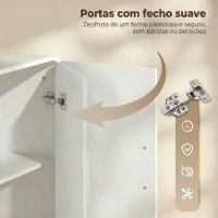 HOMCOM Aparador de Cozinha com 4 Prateleiras 4 Portas com Fecho Suave Móvel para TV de 72 Polegadas 152x40x80 cm Branco(m-8)