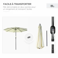 Outsunny Parasol de Jardin Extérieur 3x3 m, Parasol Inclinable Octogone avec Manivelle, 8 Baleines, Anti-UV, Beige(m-6)