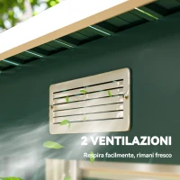Outsunny Casetta da Giardino in Acciaio 272 x 134 cm con Porte Scorrevoli Doppie e 2 Prese d'Aria, Verde(m-7)