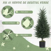Outsunny Set 2 Plante Artificiale de Chiparos cu 362 Frunze și Ghiveci cu Ciment și Mușchi, Plante Rezistente la UV, Ø40x90 cm, Verde(m-5)
