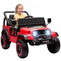 AIYAPLAY Mașină Electrică pentru Copii 3+ Ani, 12V, cu 2 Motoare, Telecomandă, USB, Muzică și Claxon, 3-5 km/h, Roșu(m-11)