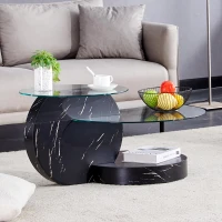 Table basse moderne minimaliste, design italien, pieds antidérapants, 89.9x69.9x43.2 cm, Transparent(m-1)
