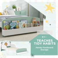 AIYAPLAY Toddler Bed with Storage, Guardrails, Lion Design, for Ages 3-8 Years, Fits 140 x 70cm Mattress, Green(m-6)