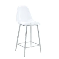 Lot de 4 tabourets de bar transparents, design moderne au look aérien, 51x45x102 cm, Argent(m-11)