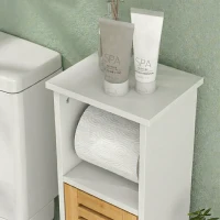 HOMCOM Dulăpior de Baie cu Suport pentru Hârtie Igienică, Dulap Îngust cu Raft Reglabil, 78 cm, Alb(m-9)