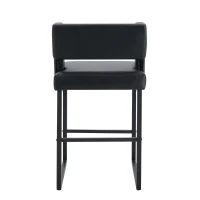 Lot de 2 tabourets de bar style nordique, structure métallique robuste avec pieds argentés, 48x53.3x91.4 cm, Noir(m-12)
